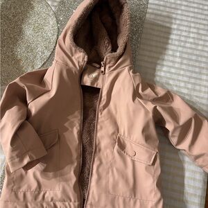 Zara Kids Blush Pink Hooded Rubberized Raincoat